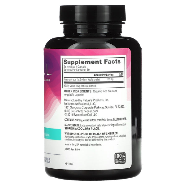 Neocell, Hyaluronic Acid, Daily Hydration, 120 mg, 60 Capsules