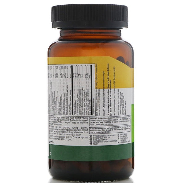 Country Life, Max for Vegans, Multivitamin & Mineral Complex, 120 Vegan Capsules (Vegan)