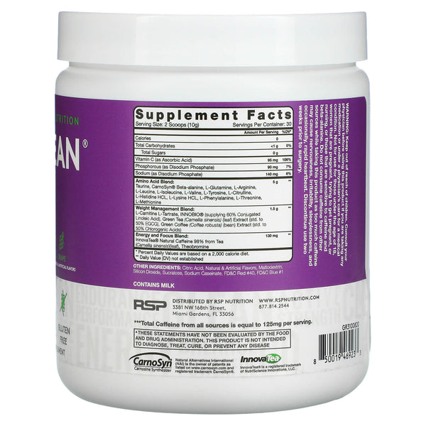 RSP Nutrition, AminoLean, Grape, 10.58 oz (300 g)
