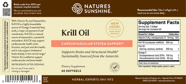 Krill Oil with K2 (60 softgel caps)*