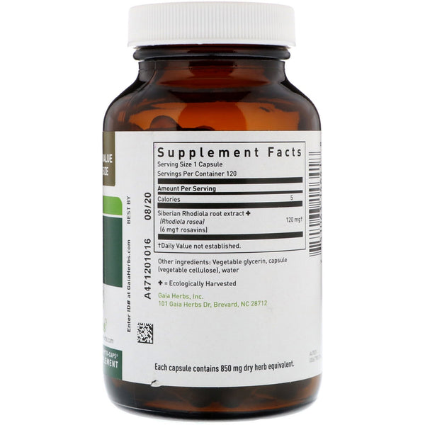 Gaia Herbs, Rhodiola Rosea, 120 Vegetarian Liquid Phyto-Caps