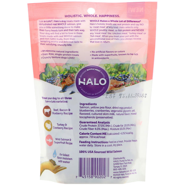 Halo, Luv-A-Lots, Dog Treats, Beef, Bacon & Blueberry Recipe, 5 oz (141.7 g)