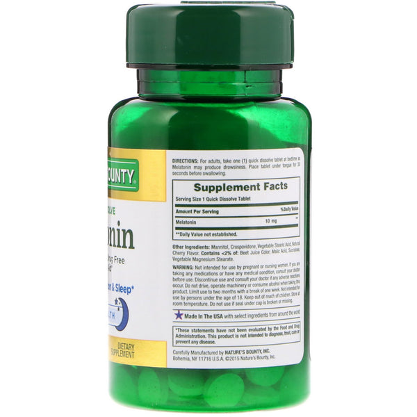 Nature's Bounty, Melatonin, Natural Cherry Flavor, Quick Dissolve Tablets