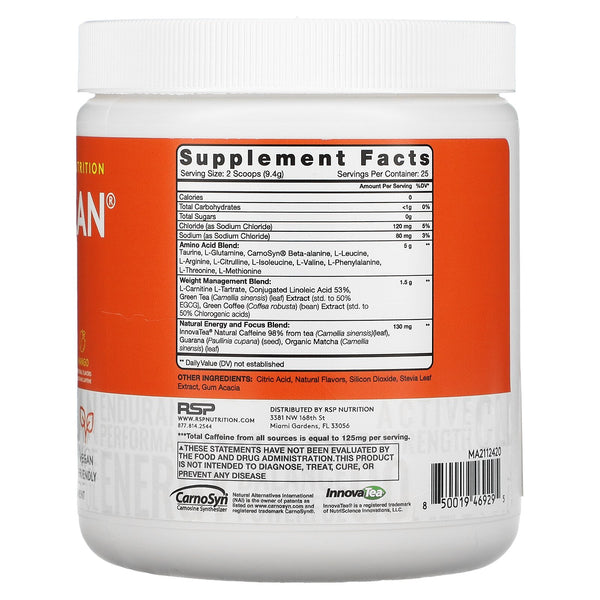 RSP Nutrition, AminoLean, Mango , 8.29 oz (235 g)