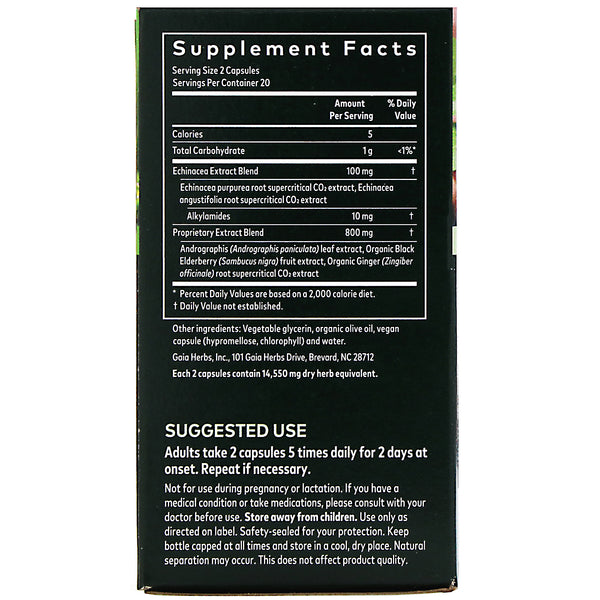 Gaia Herbs, Quick Defense, 40 Vegan Liquid Phyto-Caps (Vegan)