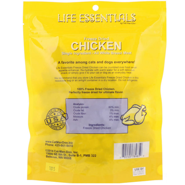Cat-Man-Doo, Life Essentials, Freeze Dried Chicken, For Cats & Dogs, 5 oz (142 g)