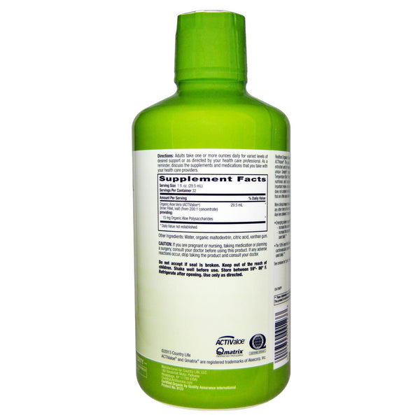 Country Life, Realfood Organics, Aloe Vera Liquid, 32 fl oz (944 ml)