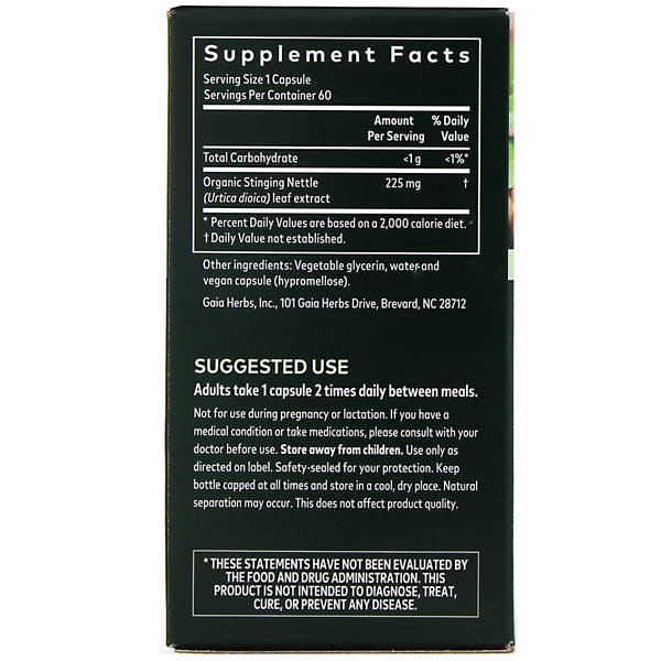 Gaia Herbs, Nettle Leaf, 60 Vegan Liquid Phyto-Caps