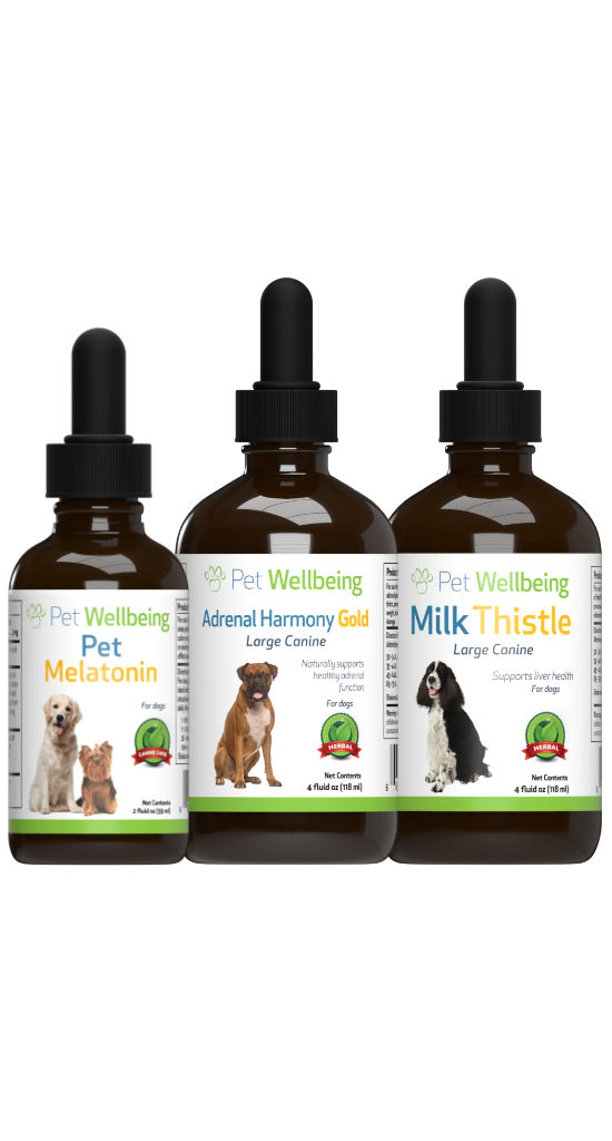 Adrenal Care Kit - Comprehensive Adrenal Support for Dogs 1 month supply(1 Adrenal Harmony Gold+ 1 Pet Melatonin+ Milk Thistle )