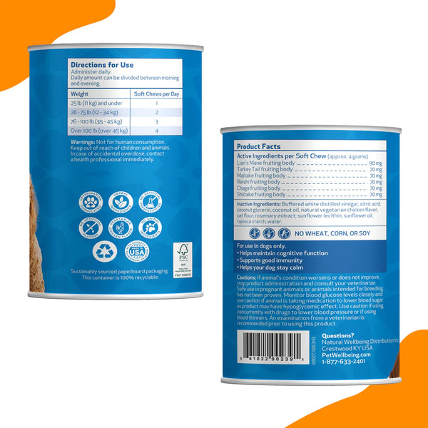 Epic Mushroom Chewies for Dogs (90 soft chews (approx. 4 grams per chew))