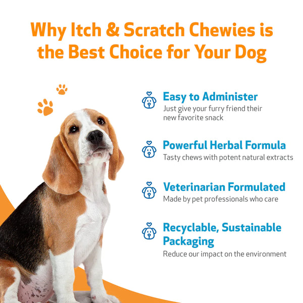 Itch & Scratch Chewies for Dogs (Soothes itching and scratching, hot spots, itchy paws, licking or chewing)