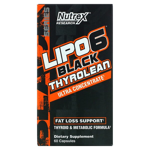 Nutrex Research, LIPO-6 Black Thyrolean, Fat Loss Support, 60 Capsules