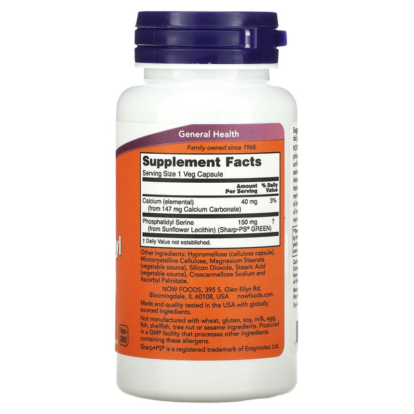 Now Foods, Phosphatidyl Serine, Soy-Free, 150 mg, 60 Veg Capsules