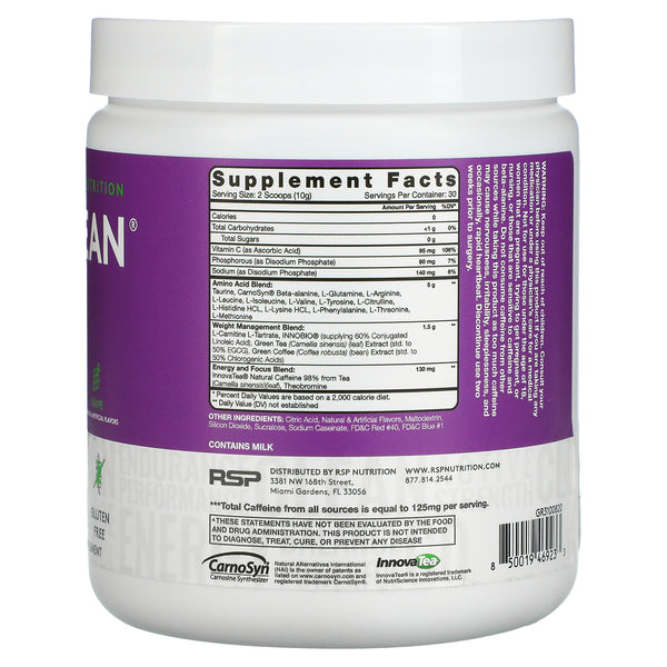 RSP Nutrition, AminoLean, Grape, 10.58 oz (300 g)