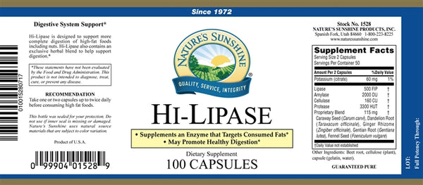 Hi-Lipase (120 LU) (100 Caps)