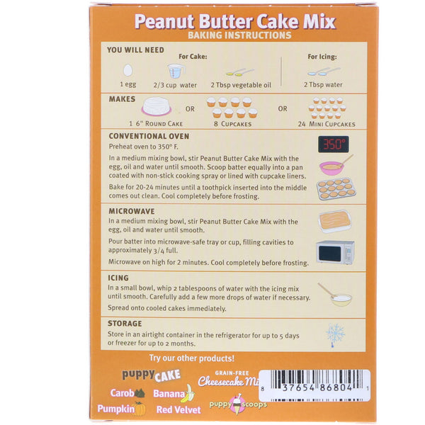 Puppy Cake, Wheat-Free Cake Mix, For Dogs, Peanut Butter Flavored, 9 oz (255 g)