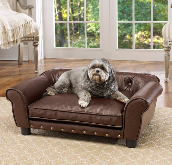 Enchanted Home Pet Brisbane Sofa Cat & Dog Bed w/Removable Cover, Medium, Brown