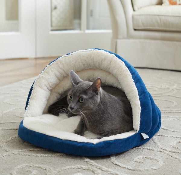 Frisco Slipper Cat Covered Bed, Blue