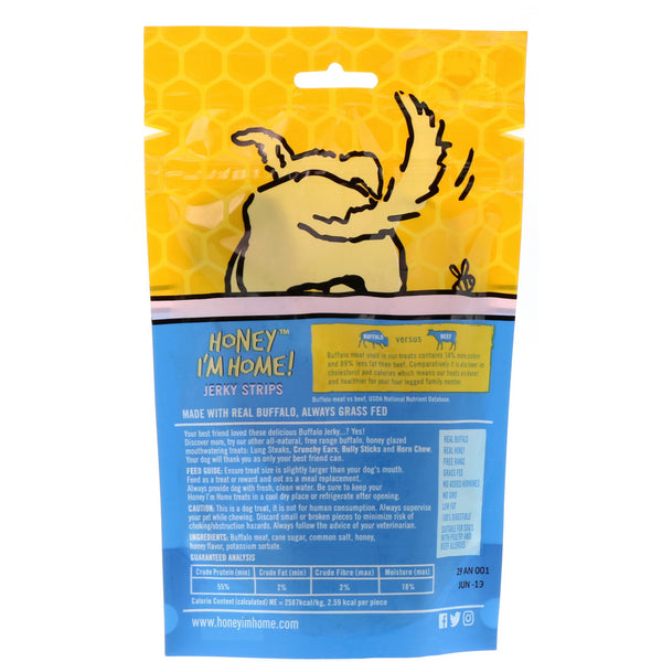 Honey I'm Home, Natural Honey Coated Buffalo Treats, Jerky Strips, 3.5 oz (100 g)