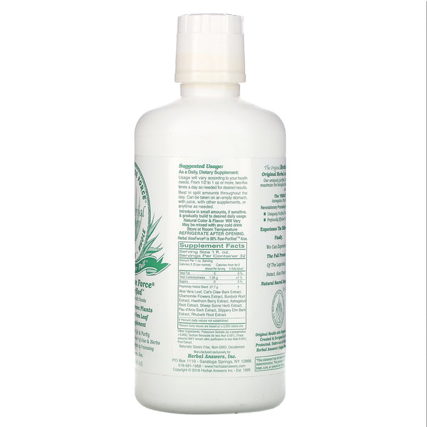 Herbal Answers, Herbal Aloe Force, Raw Purified, 32 fl oz (946 ml)