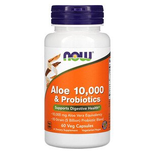 Now Foods, Aloe 10,000 & Probiotics, 60 Veg Capsules