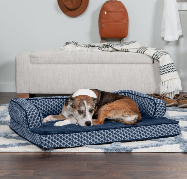 FurHaven Comfy Couch Cooling Gel Cat & Dog Bed w/Removable Cover