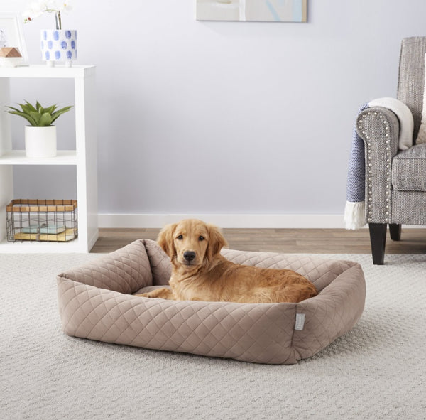 Frisco Velvet Rectangular Bolster Cat & Dog Bed