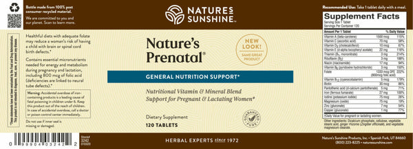 Nature’s Prenatal  Multivitamin ® (120 tabs)
