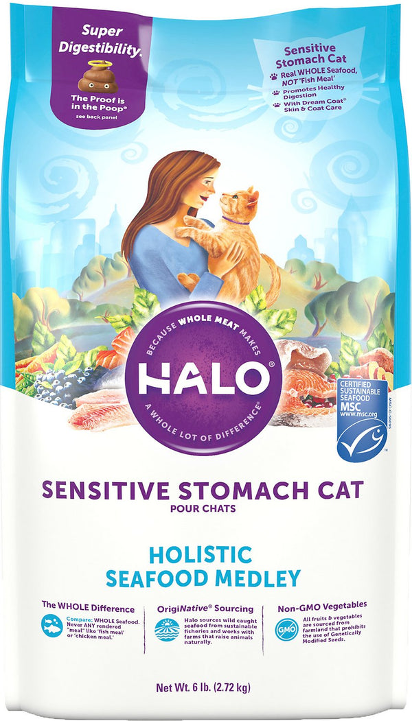 Halo Holistic Seafood Medley Sensitive Stomach Dry Cat Food