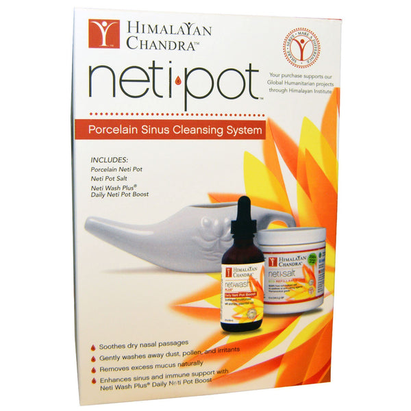 Himalayan Institute, Neti Pot, Porcelain Sinus Cleansing System, 3 Piece Kit