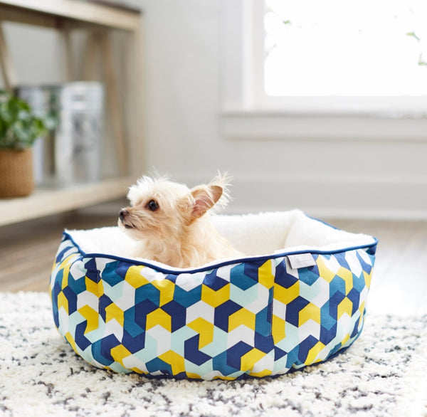 Frisco Sherpa Hexagon Bolster Cat & Dog Bed, Basket