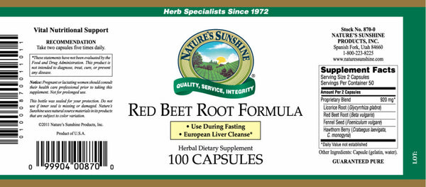 Red Beet Root Formula  (100 caps)