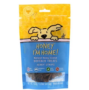Honey I'm Home, Natural Honey Coated Buffalo Treats, Jerky Strips, 3.5 oz (100 g)