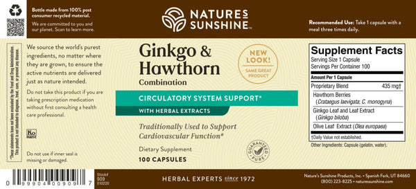 Ginkgo & Hawthorn  Combo. (100 caps)