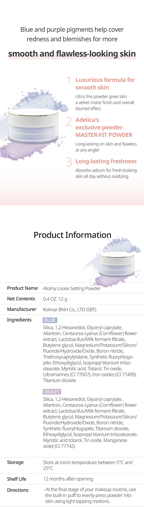Adelica Loose Setting Powder(Smooth and flawless Skin )