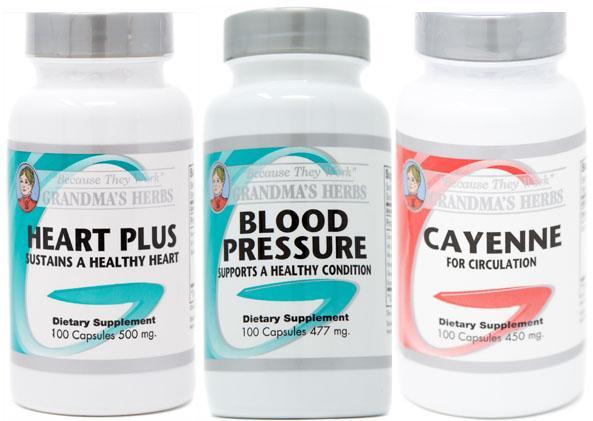 Heart Health Package (3 Bottles) - BLOOD PRESSURE* 100 Capsules. HEART PLUS* 100 Capsules. CHOLESTEROL*  100 Capsules.