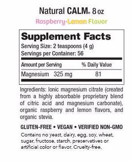 Natural Calm Raspberry-Lemon (Natural Vitality) 30 ct