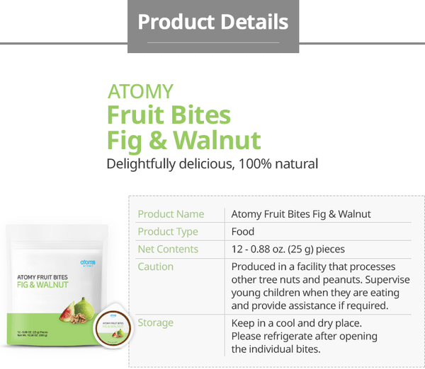 FOOD Fruit Bites (Fig & Walnut) 12 - 0.88 oz. (25g) pieces Net wt. 300g